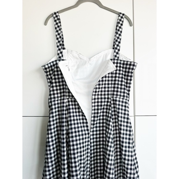 Avec Les Filles Black and White Gingham Midi Dress Size 10 Vintage Inspo Retro - Picture 7 of 11